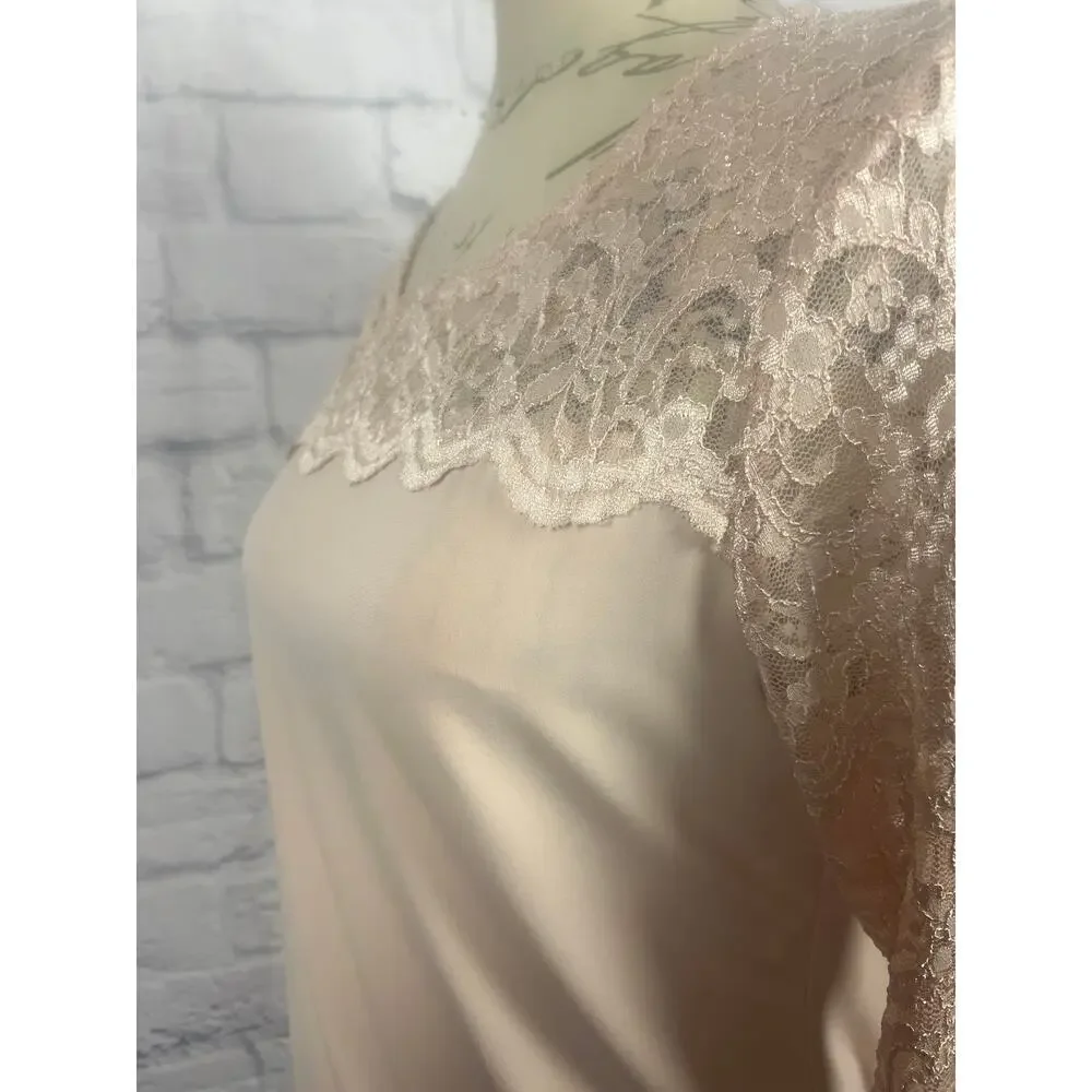 Calvin Klein Lace Sleeve Light Pink Blouse Women Size Medium - Picture 5 of 7